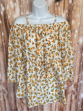A Hint of Blush Flower Off Shoulder Top